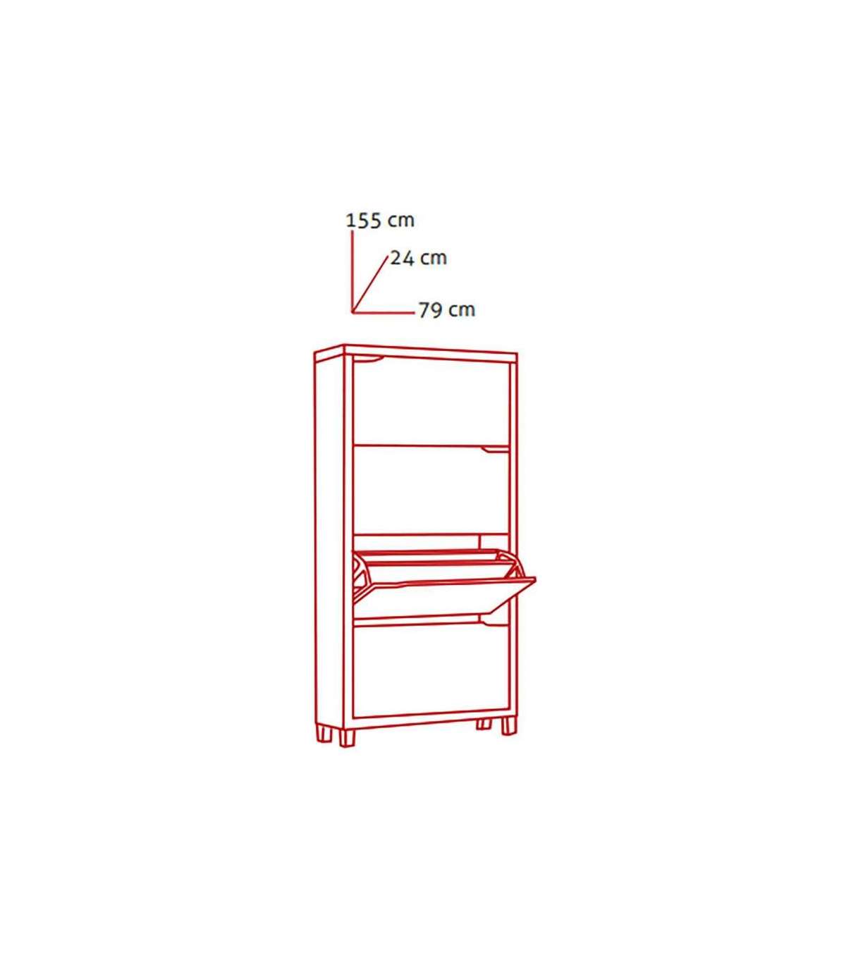 Zapatero 4 Puertas Kubox Acabado Teka, 79 Cm(ancho) 155 Cm(altura) 24 Cm(fondo)_3