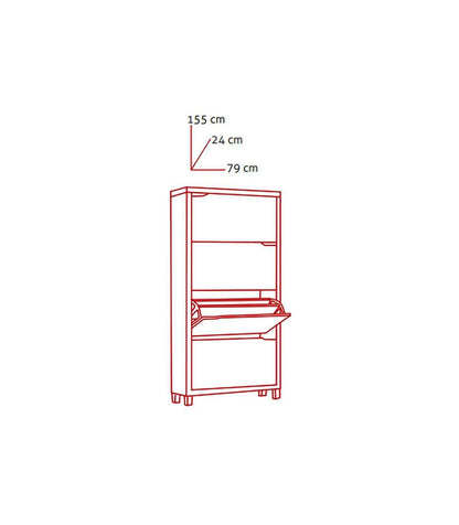 Zapatero 4 Puertas Kubox Acabado Blanco/negro, 79 Cm(ancho) 155 Cm(altura) 24 Cm(fondo)_2