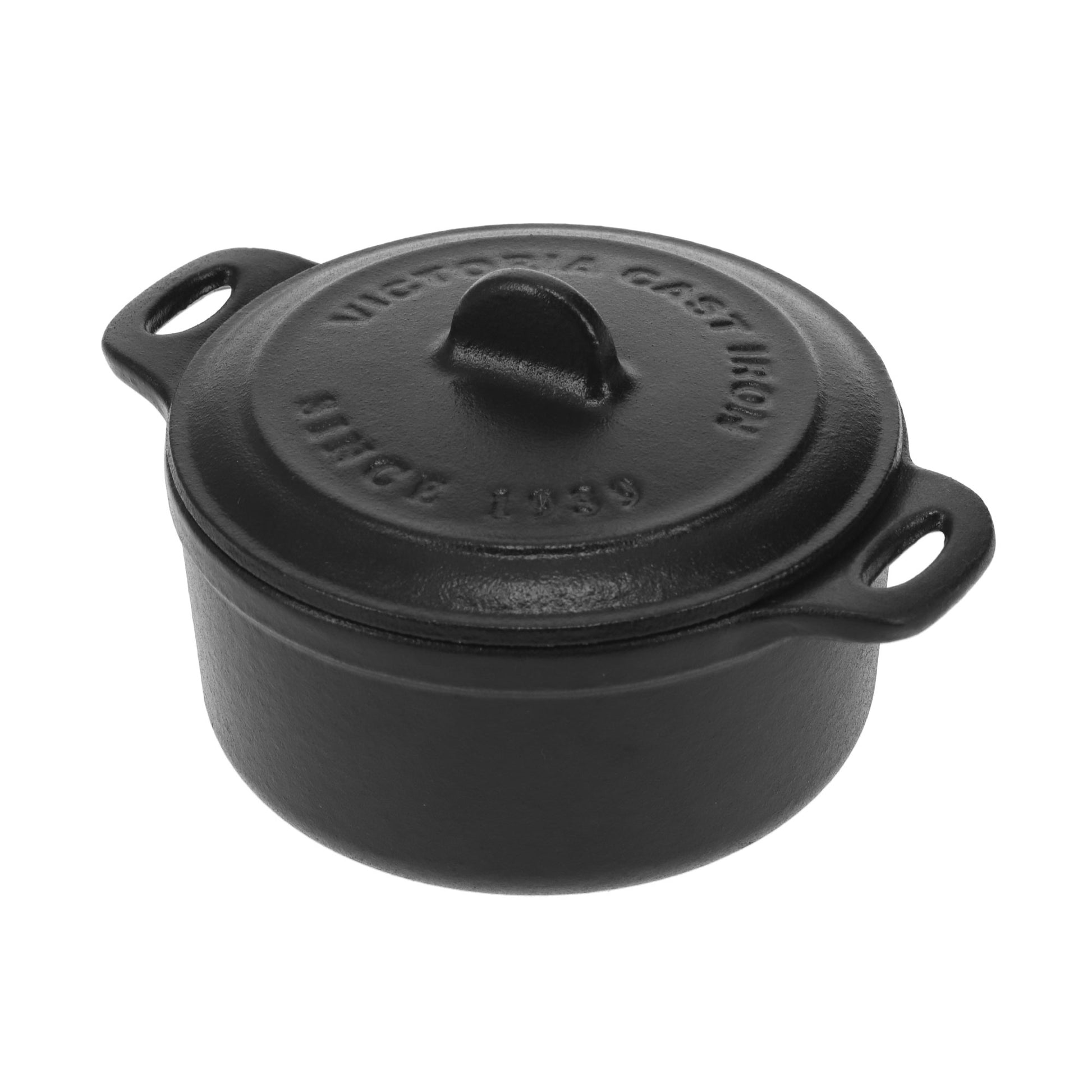 Victoria Mini Cocotte Inducción Hierro Fundido Esmaltado 10cm, 0,3 L, 1-2 Raciones, Sin Ptfe Ni Pfoa, 39202, Negro_0