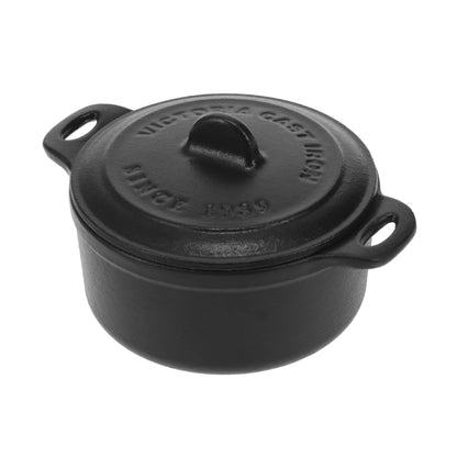 Victoria Mini Cocotte Inducción Hierro Fundido Esmaltado 10cm, 0,3 L, 1-2 Raciones, Sin Ptfe Ni Pfoa, 39202, Negro_0