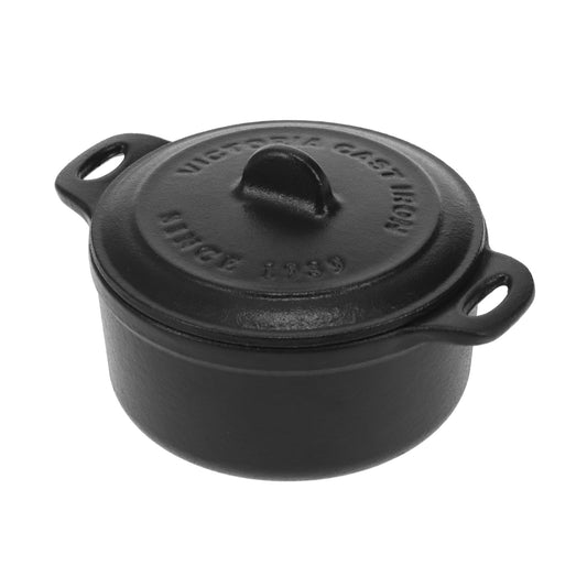 Victoria Mini Cocotte Inducción Hierro Fundido Esmaltado 10cm, 0,3 L, 1-2 Raciones, Sin Ptfe Ni Pfoa, 39202, Negro_0