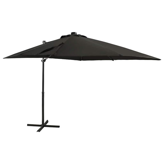 Vidaxl Sombrilla De Jardín Voladiza Con Palo Y Luces Led Negro 250 Cm_0