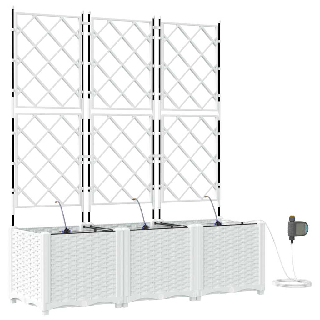 Macetero De Jardín 3 Uds. Blanco 120 X 40 X 142 Cm Pp_0