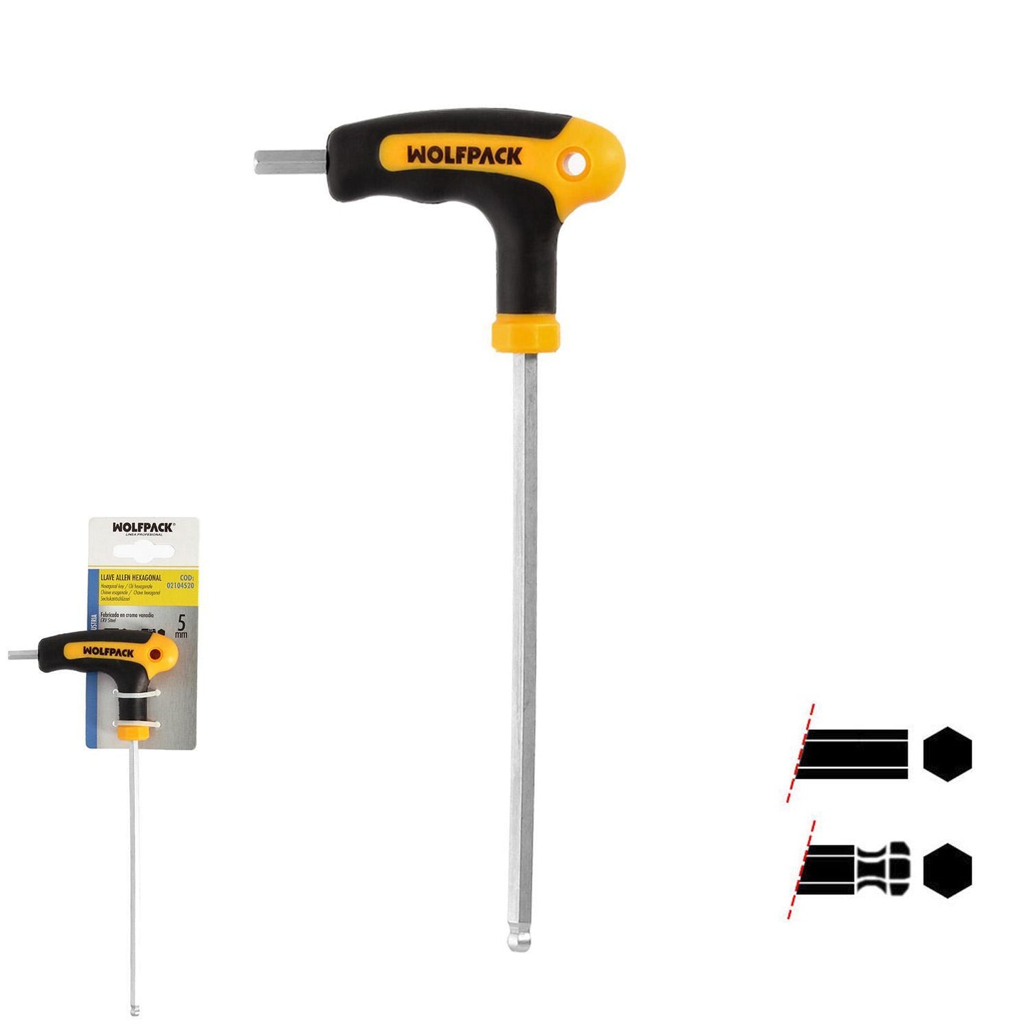 Llave Allen Con Bola Mango Bimaterial Soft Touch Forma T 5,0 Mm. Acero Cromo Vanadio, Destornillador Allen, Llave Hexagonal_0