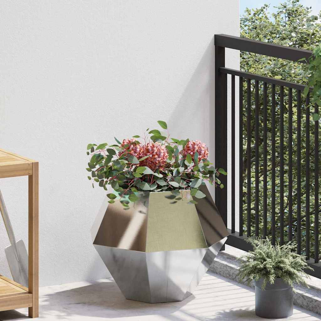 Jardinera 2 Uds. Plateado 50 X 50 X 40 Cm Acero Inoxidable_3