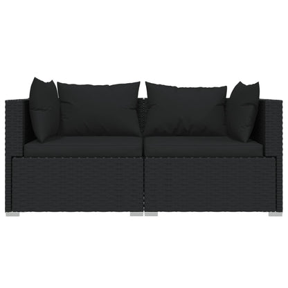 Vidaxl Set De Muebles De Jardín 3 Pzas Y Cojines Ratán Sintético Negro_3