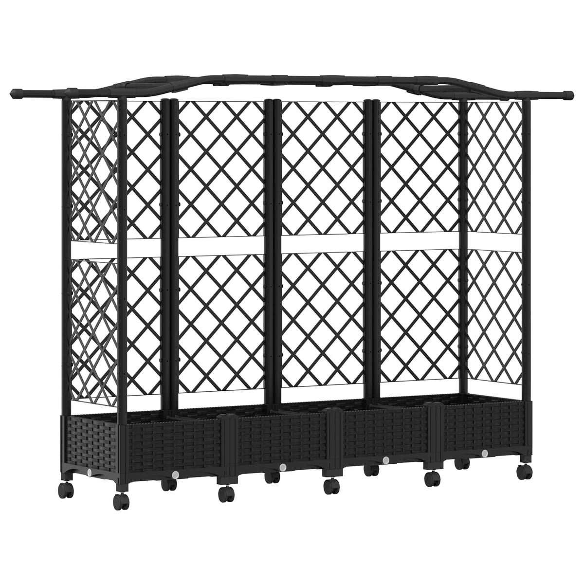 Cama Elevada Con Trellis Y Techo Negro 203,5 X 40 X 129 Cm Pp_0