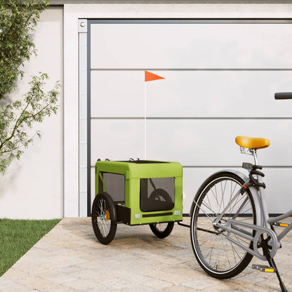 Remolque De Bicicleta Mascotas Hierro Tela Oxford Verde Negro_1