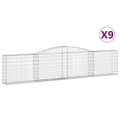 Cestas De Gaviones 9 Uds Forma De Arco Hierro 400x30x80/100 Cm_0