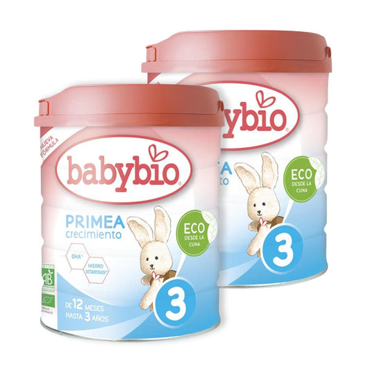 Embalagem 2x Primea 3 Leite (12 meses a 3 anos) Biológico, 800 g Babybio