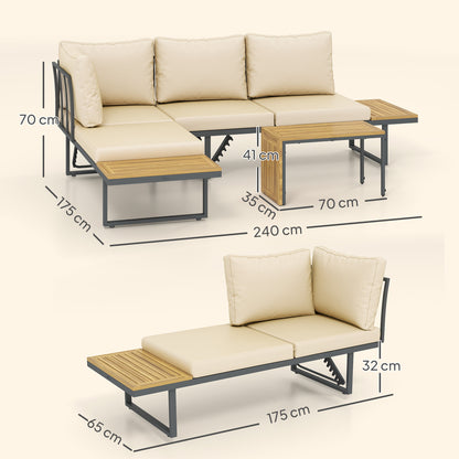 Outsunny Conjunto De Muebles Jardín Exterior Con 2 Sofás De 3 Plazas Gris_2