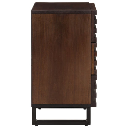 Mesita De Noche Madera Maciza Mango Marrón 50x34x62 Cm_2
