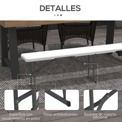 Outsunny Banco De Jardín Plegable De 3 Plazas 183x28x43 Cm Blanco_5