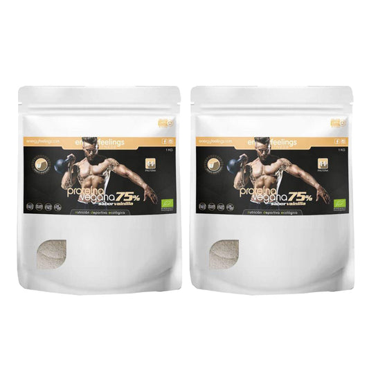 Embalagem de 2x Proteína Vegan ECO 75% Baunilha Energy Feelings 1,5 kg