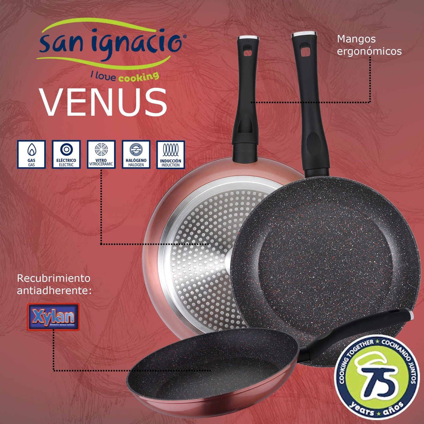 Pack De 3 Sartenes Ø20/24 Y 28 Cms + Utensilio Multiusos La Croquetera Con 4 Moldes