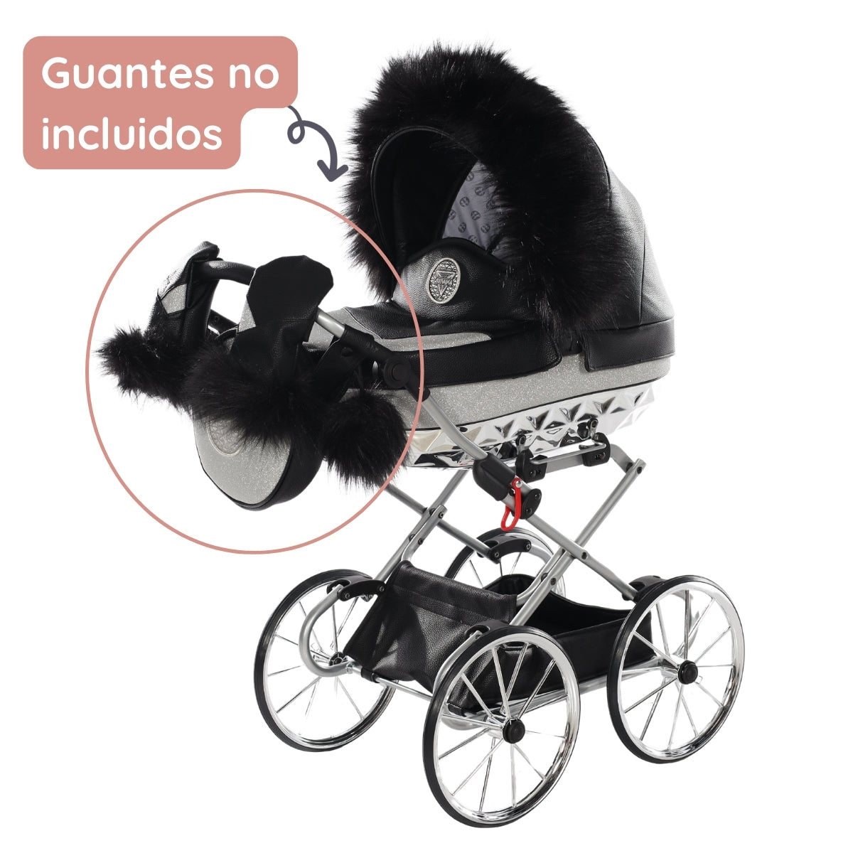 Carro De Muñecas Hand Craft Glitter Satin Classic Black / Silver_4