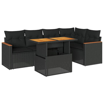 Set Sofás Jardín Y Cojines 5 Pzas Ratán Sintético Acacia Negro / Vetonek_3