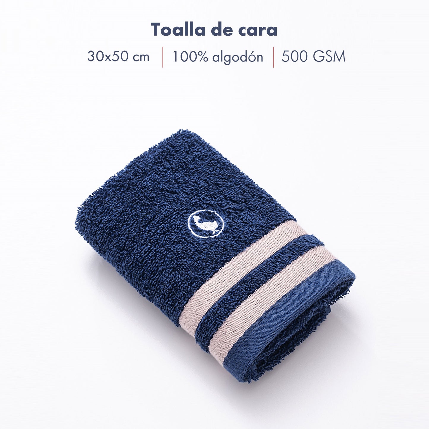 Toalla De Cara En Azul Marino 30x50cm 100% Algodón 500gsm El Ganso_1
