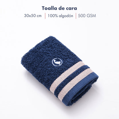 Toalla De Cara En Azul Marino 30x50cm 100% Algodón 500gsm El Ganso_1