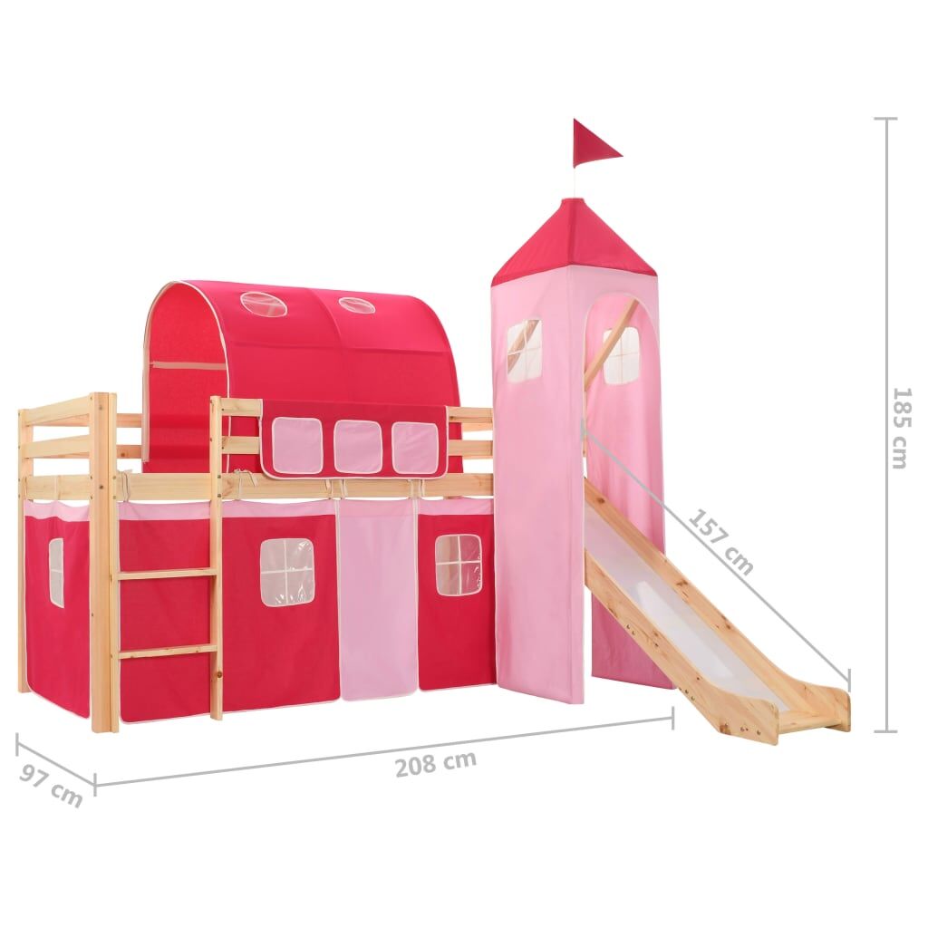 Vidaxl Cama Alta Para Niños Tobogán Y Escalera Madera Pino 208x230 Cm_2