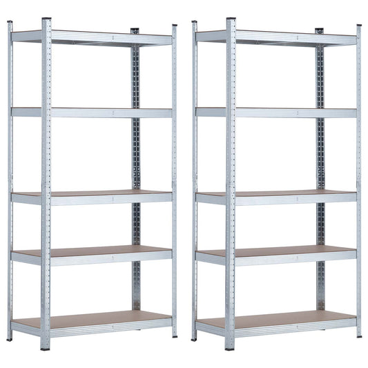 Pack 2 Estanterías Modulares Galvanizadas Con 5 Baldas Ajustables 180x90x40_0