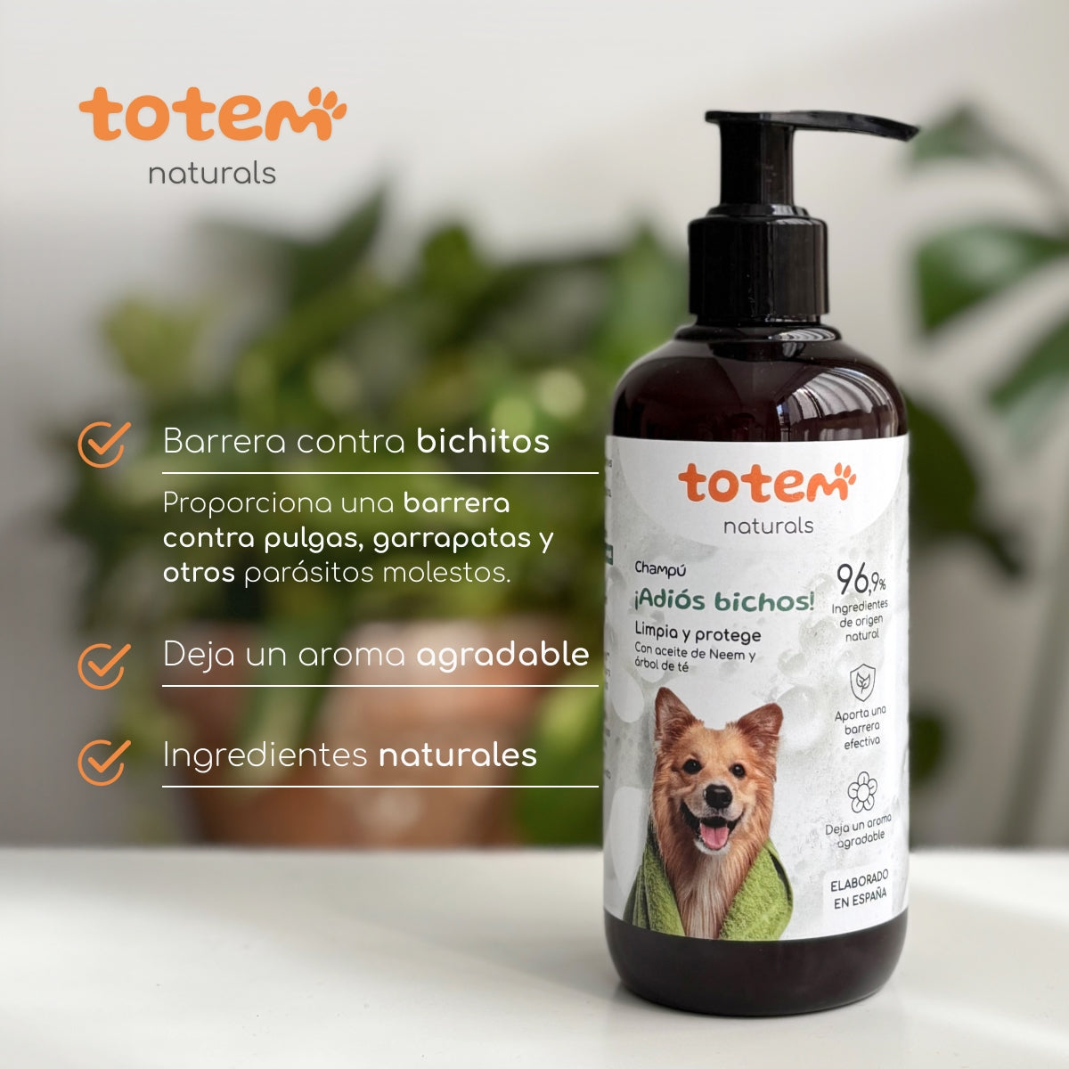 Champô repelente natural para cães Totem Naturals 250 ml