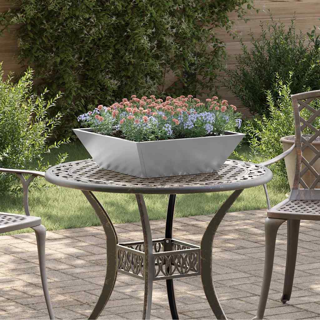 Macetero De Jardín Plateado 50 X 50 X 15 Cm Acero Galvanizado_1