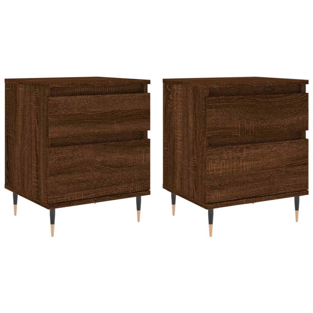 Mesitas Noche 2 Uds Madera Ingeniería Marrón Roble 40x35x50 Cm_0