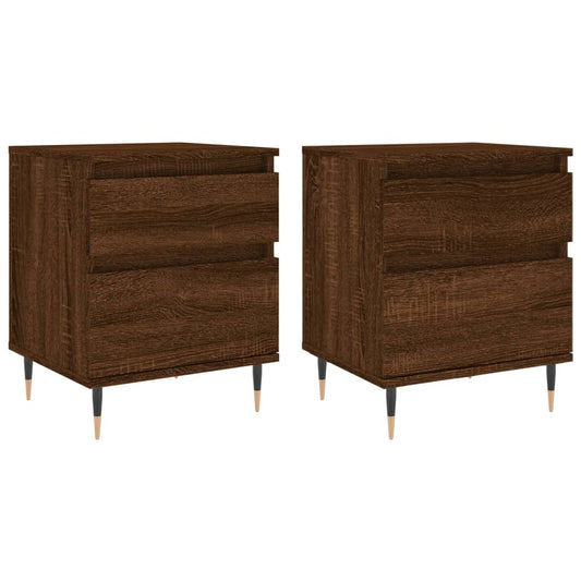 Mesitas Noche 2 Uds Madera Ingeniería Marrón Roble 40x35x50 Cm_0
