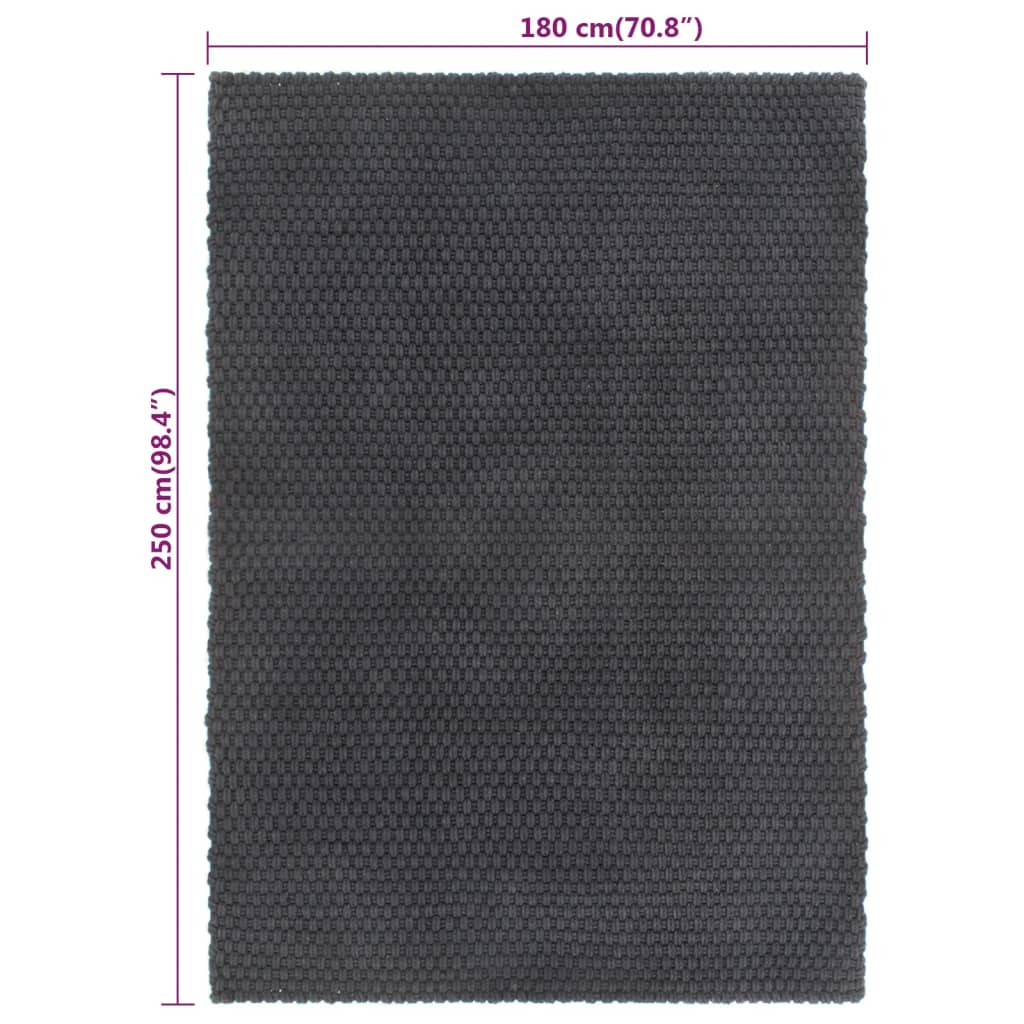 Alfombra Rectangular Algodón Antracita 180x250 Cm / Vetonek_2
