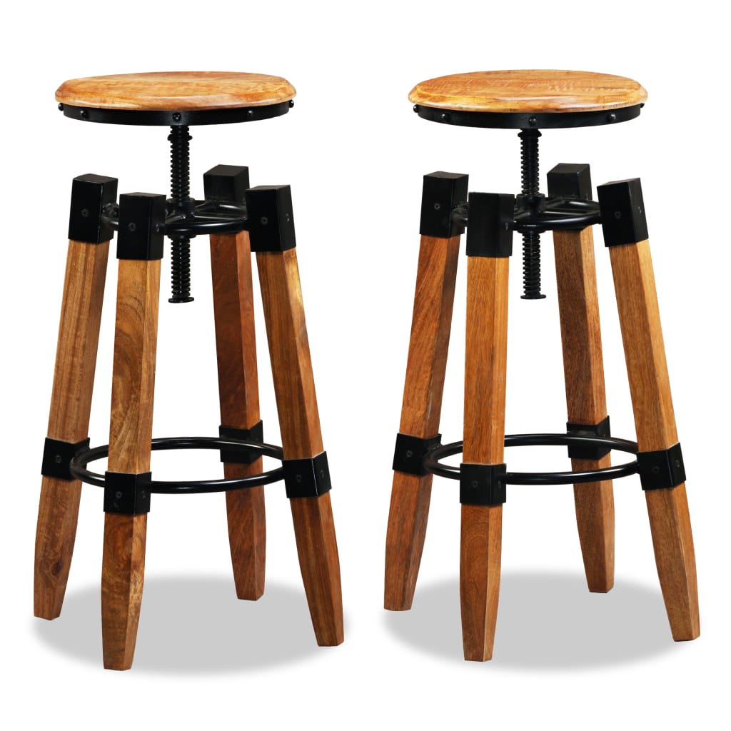 Taburetes De Cocina 2 Unidades Madera Maciza De Mango_1