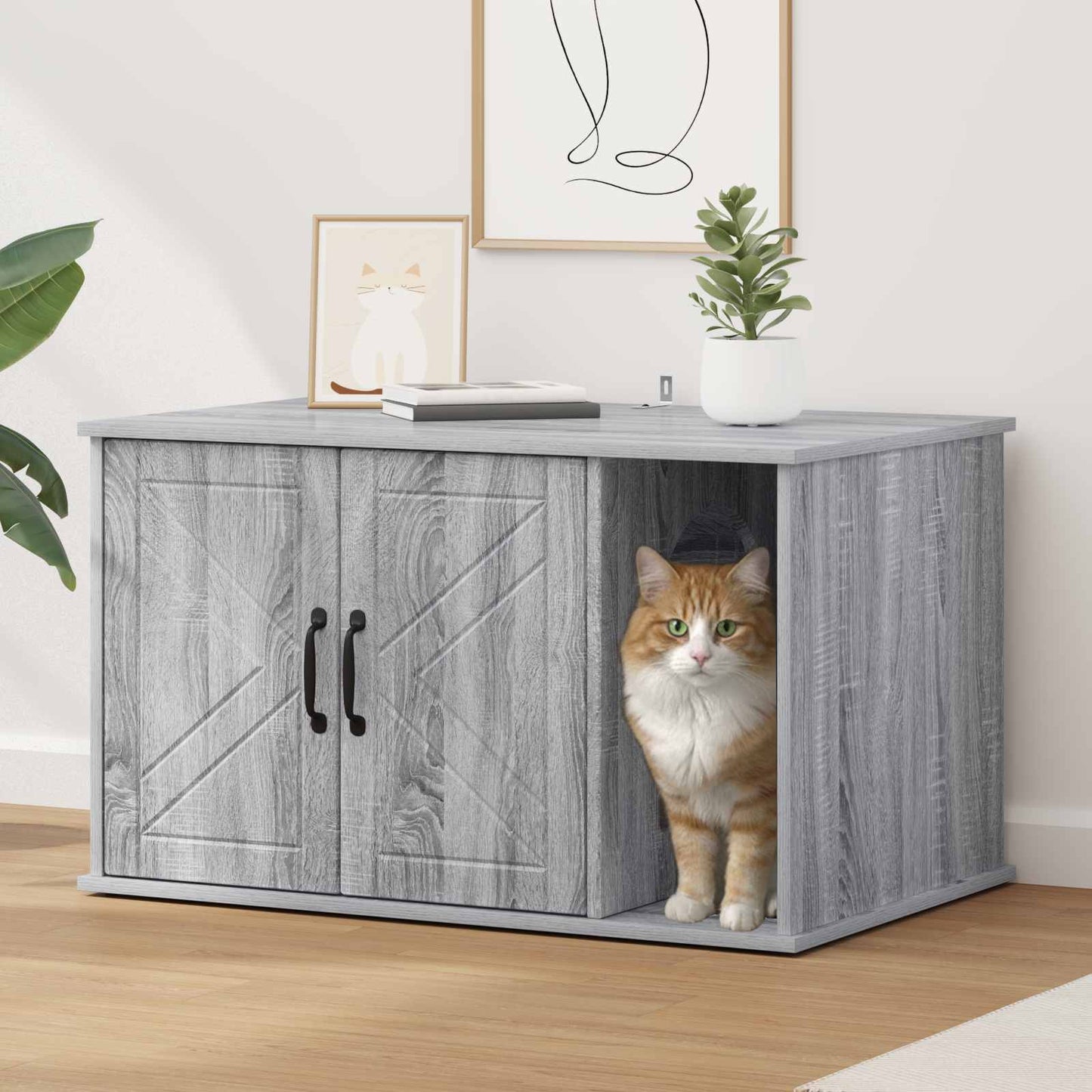 Casa Para Gatos Gris Sonoma 85 X 55 X 50 Cm_1