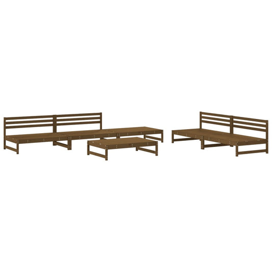 Vidaxl Juego Muebles De Jardín 6 Piezas Madera Maciza Pino Marrón Miel_0