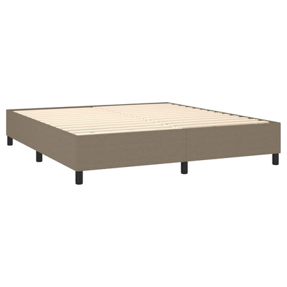 Cama Box Spring Colchón Y Luces Led Tela Gris Taupe 160x200 Cm / Vetonek_4