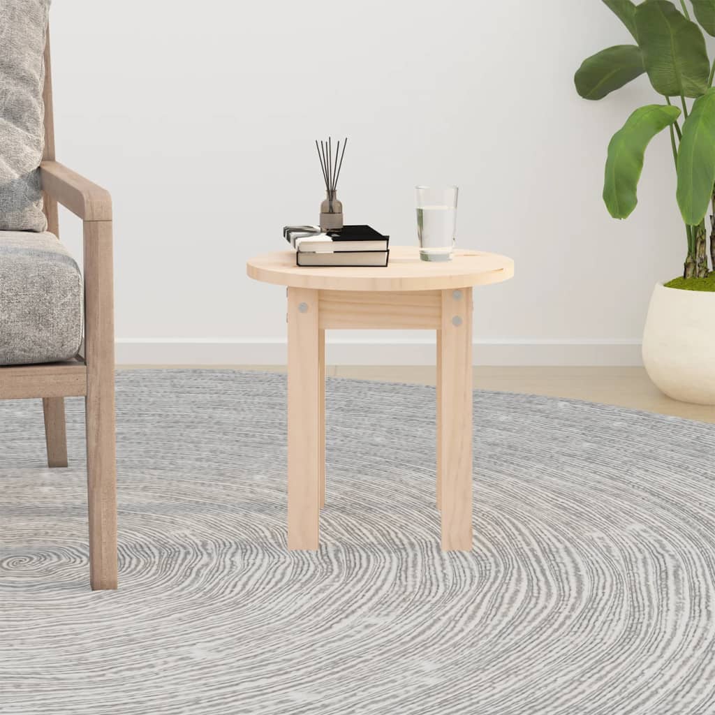 Mesa De Centro De Madera Maciza De Pino Ø35x35 Cm_1