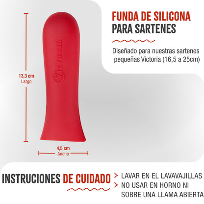 Victoria Funda Silicona Mango Protector Para Sartenes De Hierro Fundido Ø 16,5-20 Cm Resistente Al Calor, 35624, Rojo_5