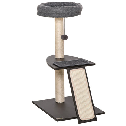 Pawhut Árbol Para Gatos 50x40x83,5 Cm Postes Rascadores Cojines Extraíbles Cama_0
