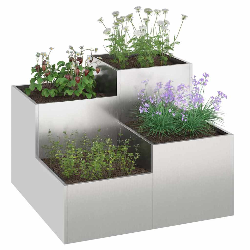 Maceta Para Jardín Plateado 100 X 100 X 60 Cm Acero Inoxidable_2