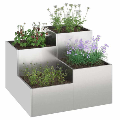 Maceta Para Jardín Plateado 100 X 100 X 60 Cm Acero Inoxidable_2