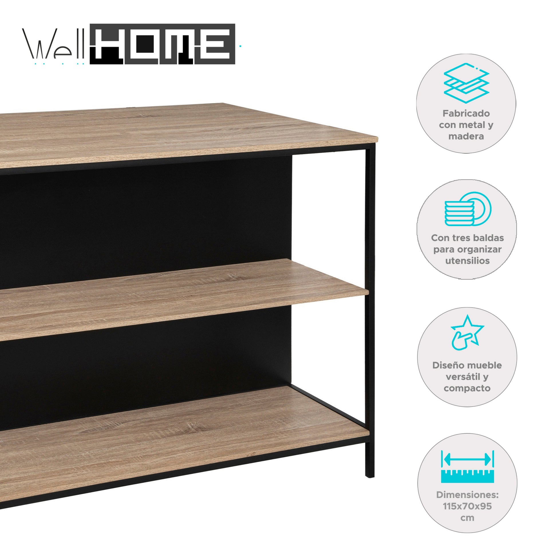 Wellhome Isla Bar Aliaj Con Almacenamiento_1