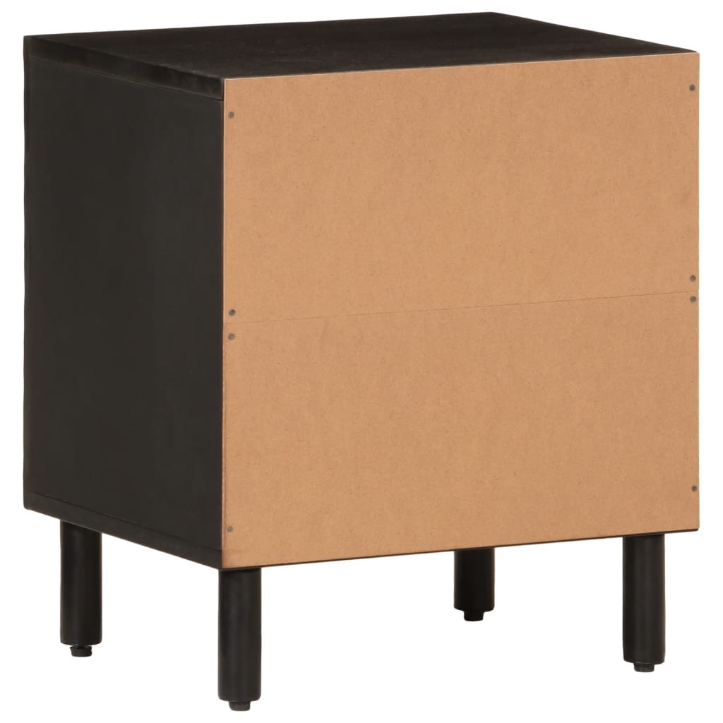 Mesita De Noche De Madera Maciza De Mango Negra 40x33x46 Cm_3
