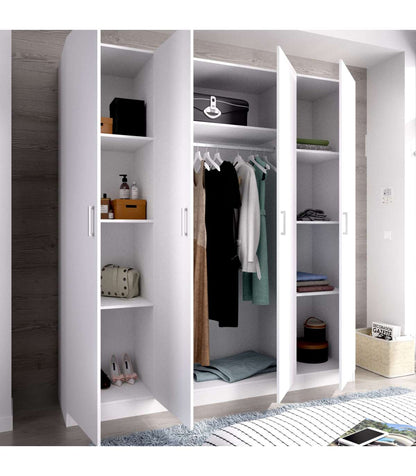 Armario Ropero En Blanco 4 Puertas Abatibles Huesa 215 Cm(alto)200 Cm(ancho)52 Cm(fondo)_5