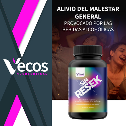 Sin Resek VECOS 30 cápsulas | Alivio del Exceso de Consumos, Detox y Rehidratación | Magnesio + Cardo Mariano_1