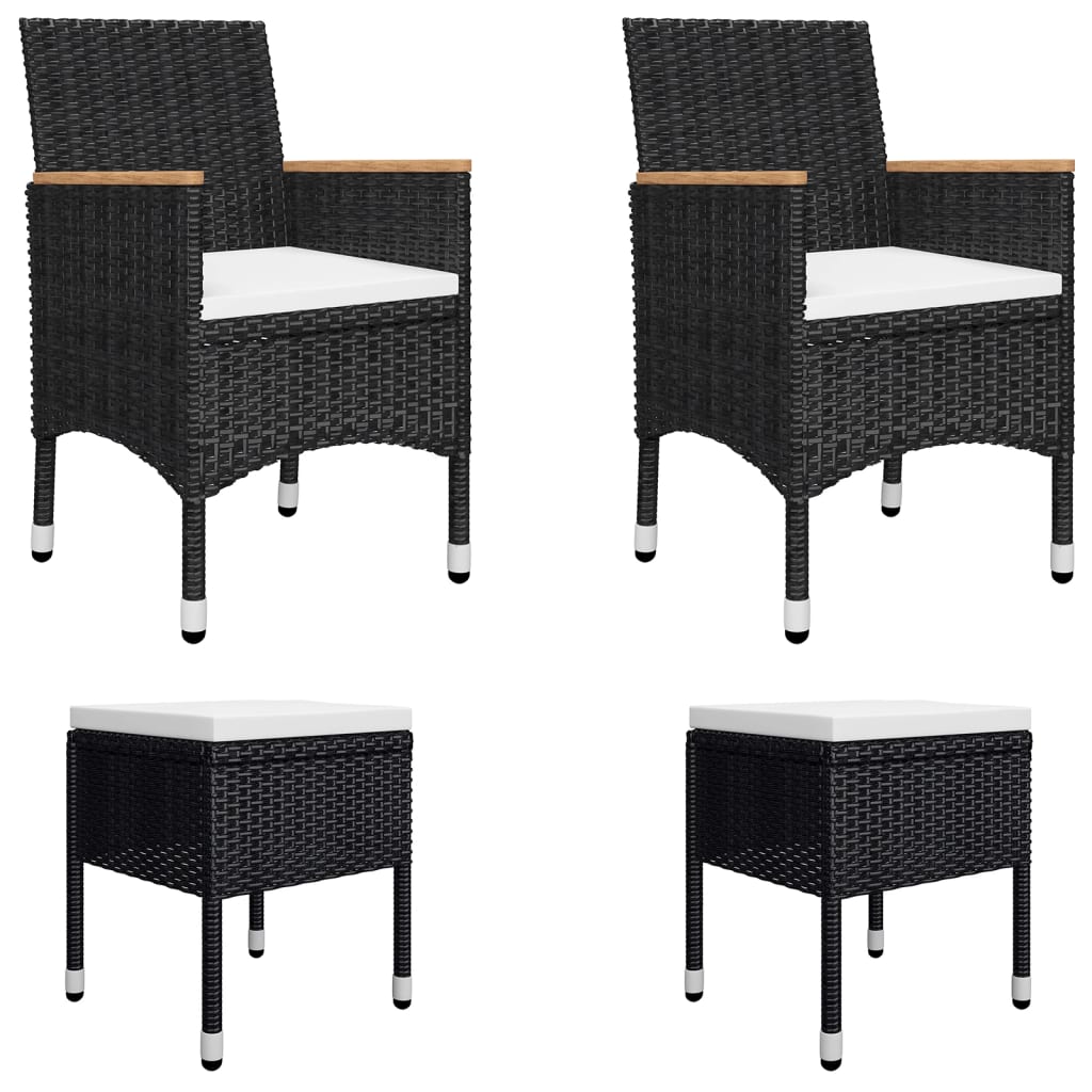 Juego De Comedor De Jardín De 5 Piezas Negro / Vetonek_2