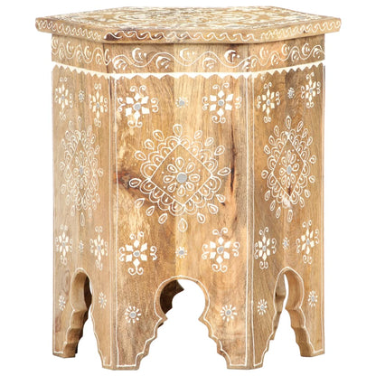 Mesa Auxiliar Pintada A Mano Madera Maciza De Mango 38x33x42 Cm_4