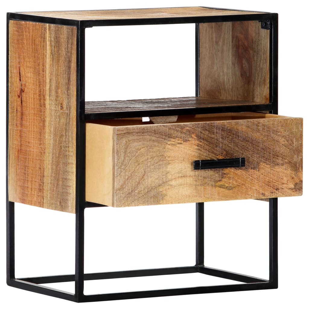 Mesita De Noche De Madera Maciza De Mango 40x30x50 Cm_1