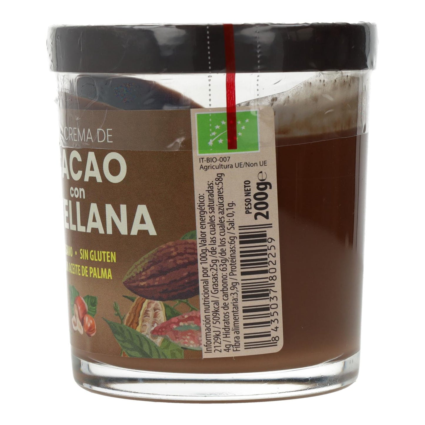 Creme de Cacau Vegan Biológico Sol Natural com Avelãs 200 g