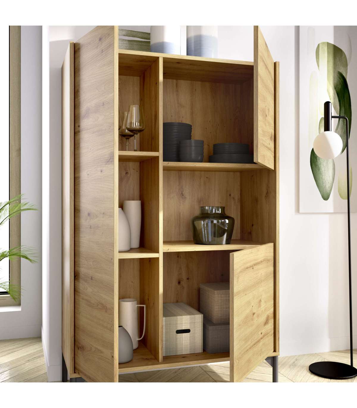 Modulo Alto Tres Puertas Para Salon O Cocina Cazalilla En Nordic 135 Cm(alto)81 Cm(ancho)43 Cm(largo)_1
