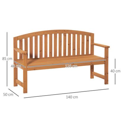 Outsunny Banco De Jardín De 2 Plazas Madera Con Reposabrazos Carga 320kg Natural_2