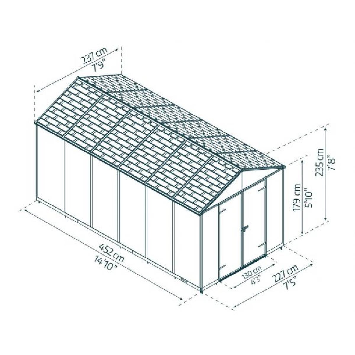 Telheiro de jardim Rubicon 237x452 cm Canopia cinzento escuro